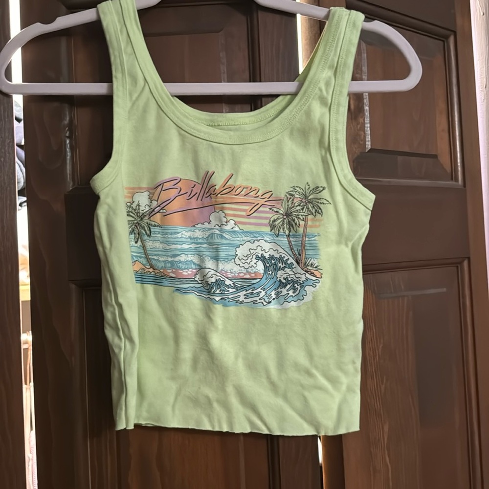 billabong lime graphic tank top size medium